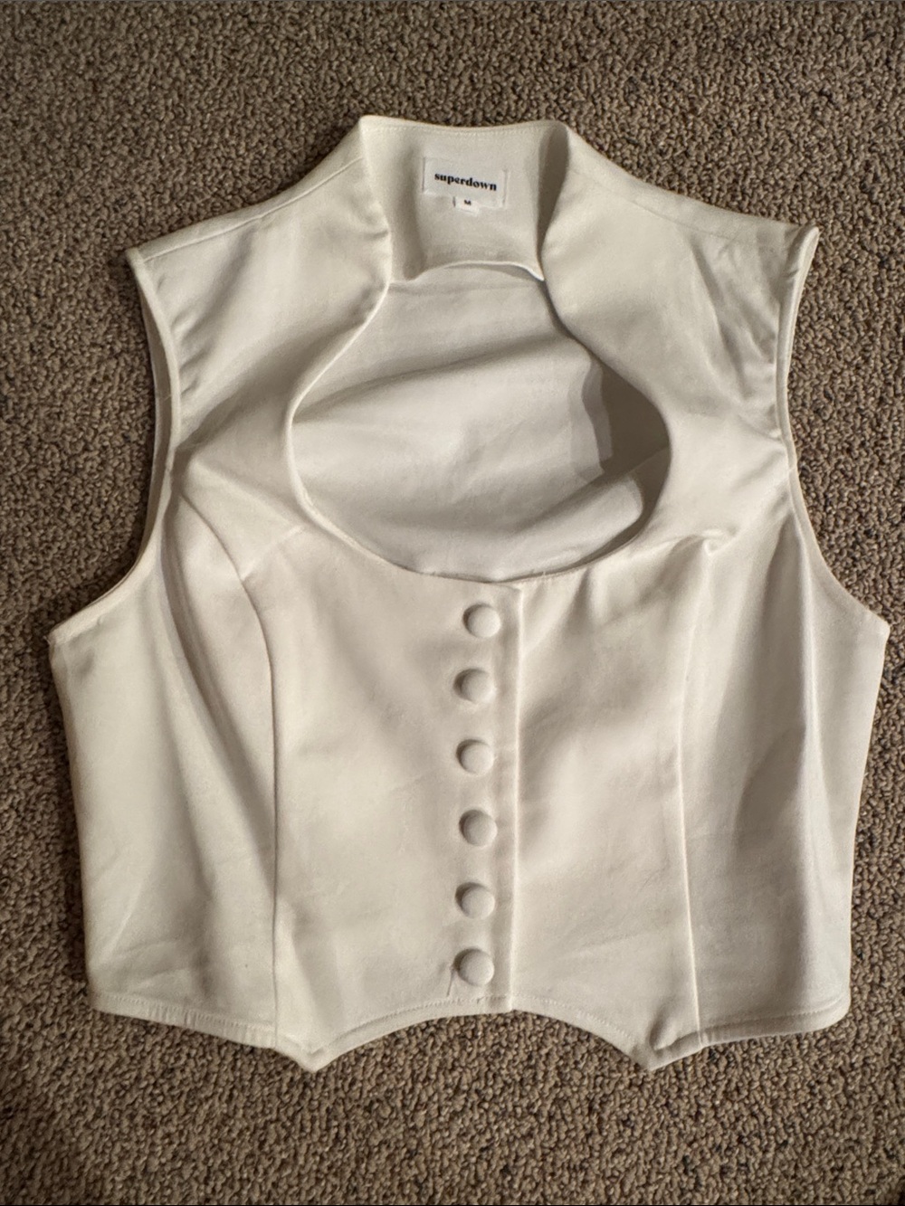 superdown Sleeveless Cutout Button-Front Crop Top